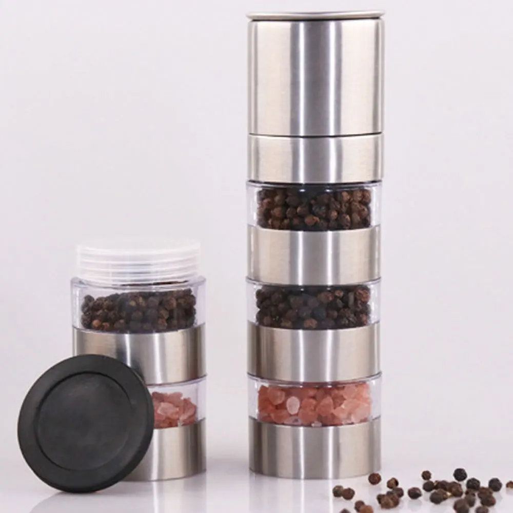 Creative Stainless Steel Manual Salt Pepper Mill Grinder Multi Layers Pepper Shaker Portable Seasoning Bottle Bbq Cooking Tools