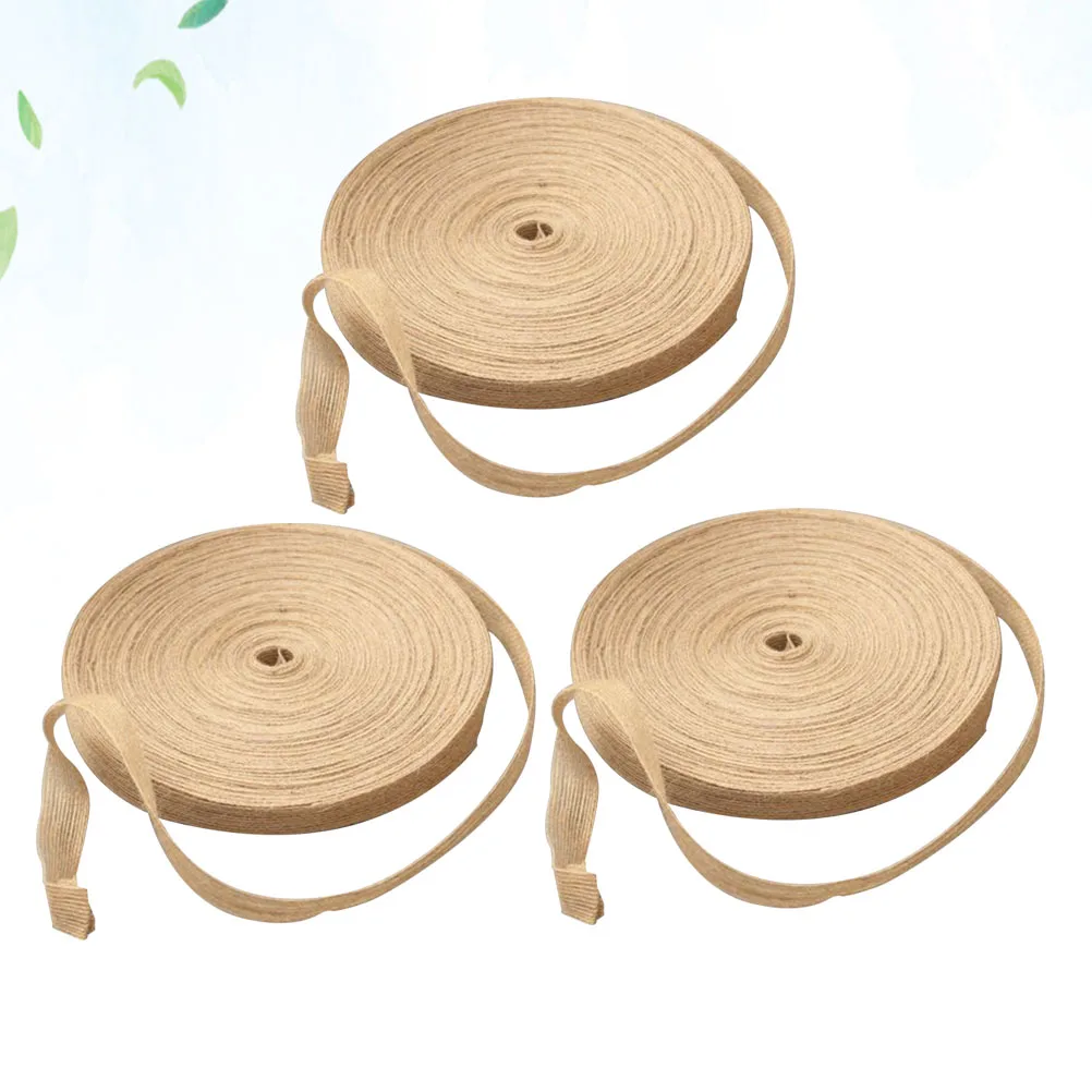 

3pcs 3 Rolls 10 Meters Jute Wrapping Ribbon Burlap Diy Craft For Wedding Party Decoration Gift Packaging Scrapbooking Hair Bows