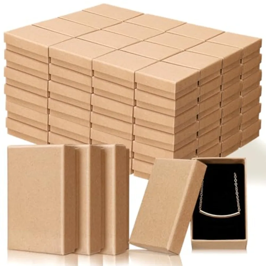 

100 Pcs Jewelry Gift Boxes Bulk Kraft Jewelry Cardboard Box for Necklace Earring Bracelet Storage Package
