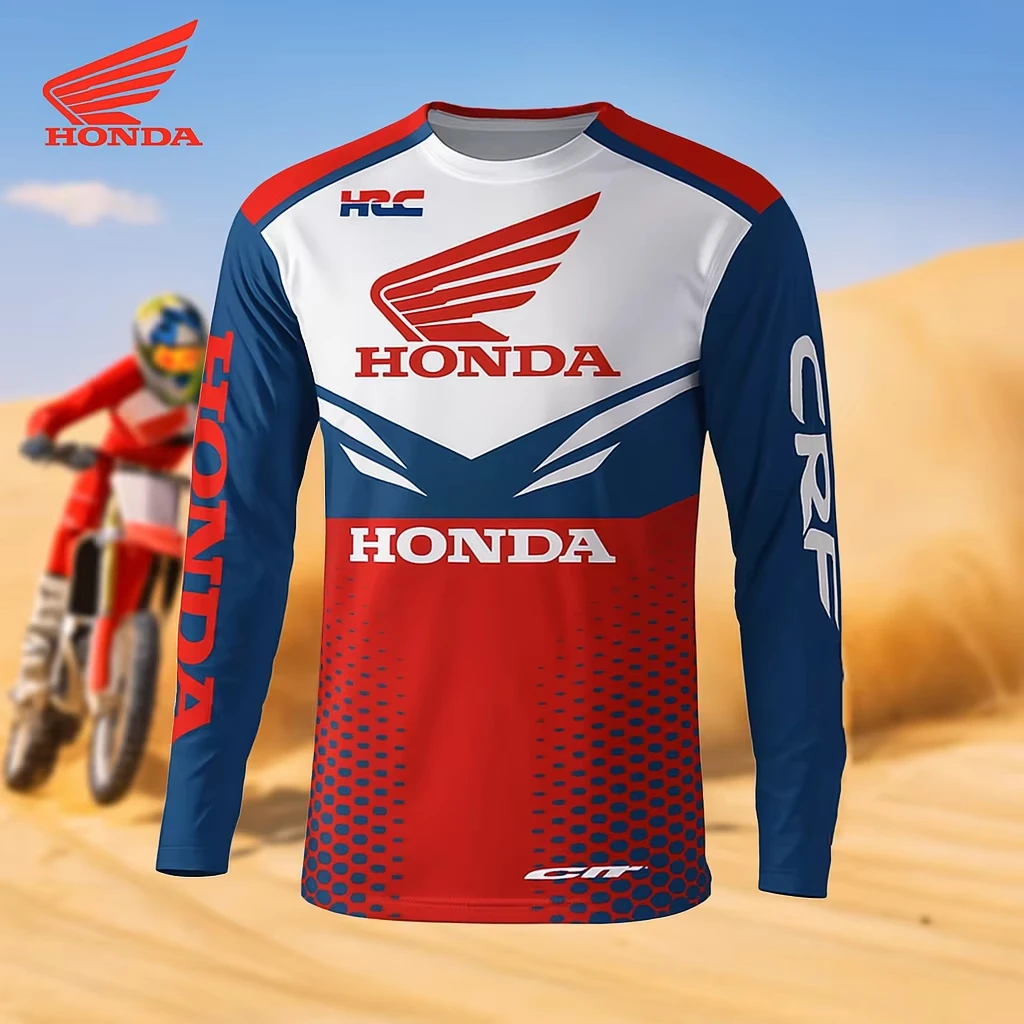 

Honda High Performance Motocross Jersey Long Sleeve Quick Dry and Breathable Shirt for Men Off Road Dirt Bike Mountain Riders