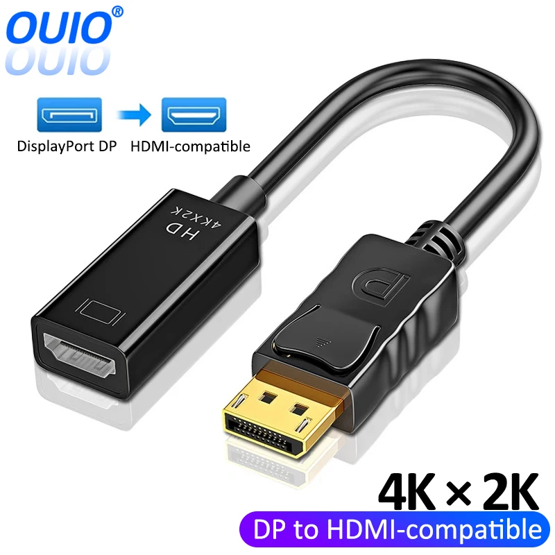 4K DisplayPort to HDMI-compatible Cable DisplayPort DP Male to HDMI-compatible Female Adapter for PC HDTV Projector DP Converter