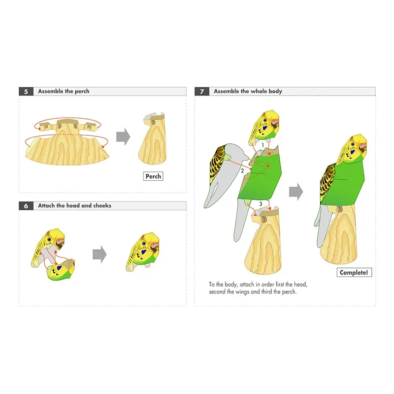 Budgerigar Parrot Bird Handmade Origami Art Folding Mini Cute 3D Paper Model Papercraft Animal DIY Kids Adult Craft Toys QD-028