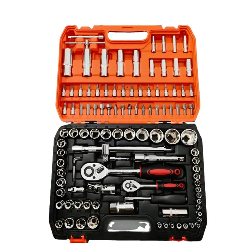 

SXLL OEM 108-Piece Auto Repair Kit Steel Hand Tool Ratchet Wrench Sleeve Bit Set for Home and Auto Repairs