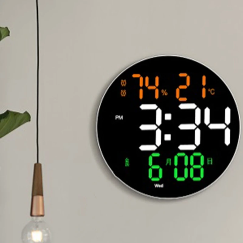 10 Inch Digital Wall Clock With LED Display Remote Control Adjustable Brightness Digital Alarm Clock/Temp/Calendar/Date