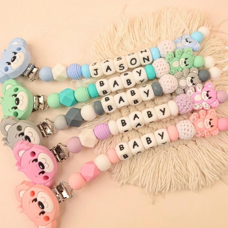 

Персонализация ребенка, индивидуальное имя, предметы для новорожденных, зажим для соски для кормления младенцев, держатель для соски, цепочка, игрушка для прорезывания зубов, жевательный подарок