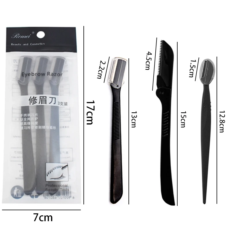 3 Stuks Wenkbrauw Trimmer Gezicht Scheermes Wenkbrauw Draagbare Messen Scheerapparaat Mes Haar Remover Set Make-Up Wenkbrauw Profiler Gereedschap