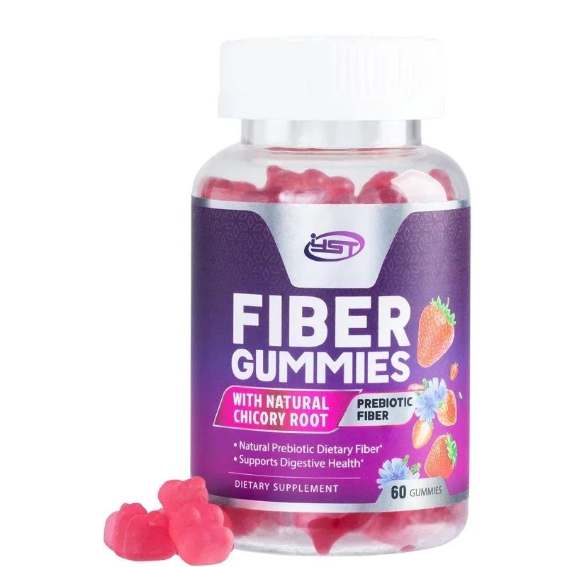 Adult fiber gummies, fiber 4g gummies - supports regular and natural prebiotic fiber gummies, strawberry flavored -60 gummies