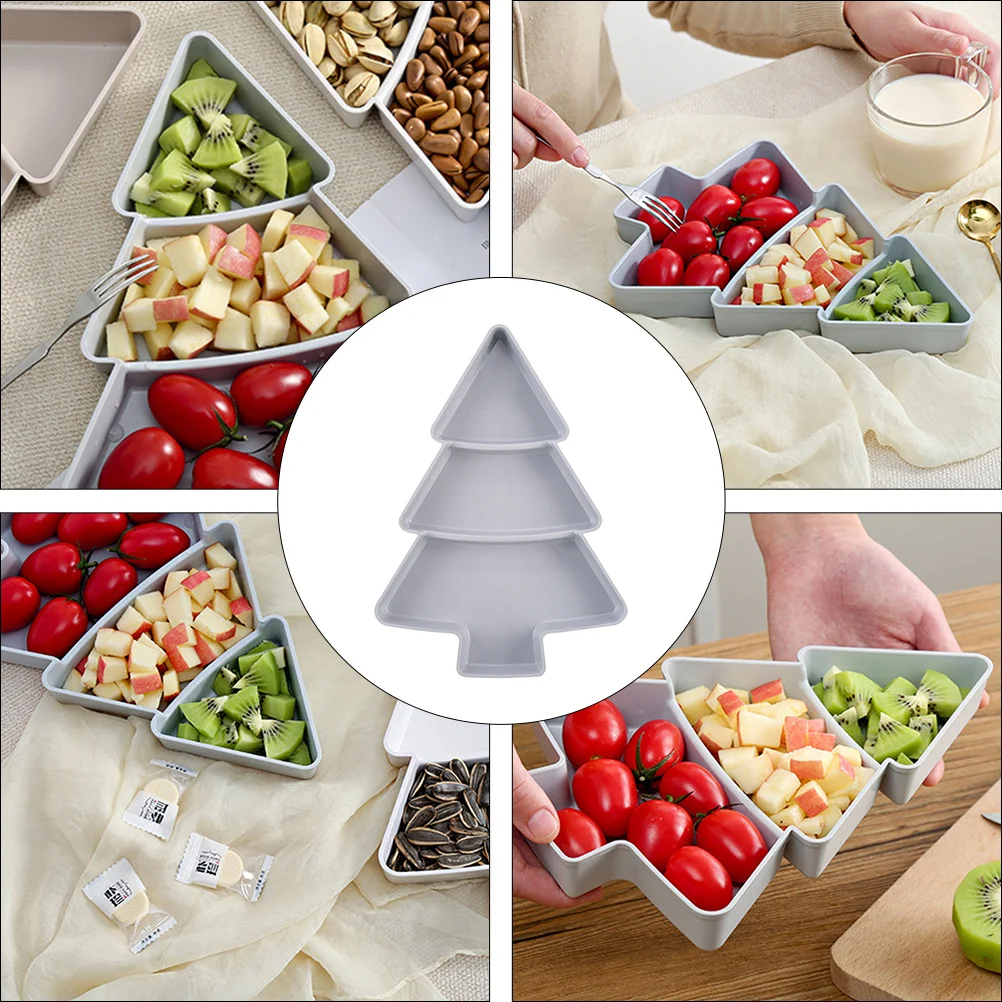 

2pcs Christmas Tree Shape Fruit Tray Plastic Snack Storage Holder Moisture Resistant Reusable Fruit Bowl Kitchen Barware