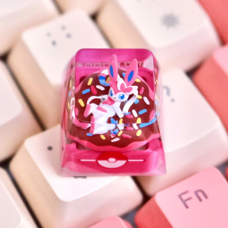 New Pocket Monsters Fairy Eevee Ice Eevee Handmade Mechanical Keyboard Cap Customization Personalized Resin Transparent Keycap