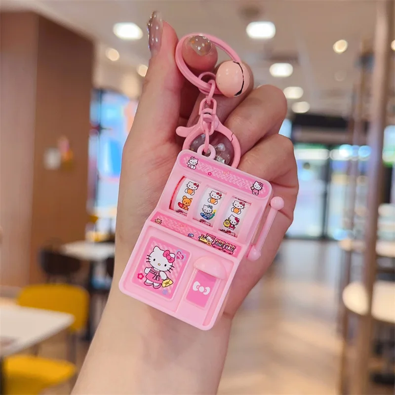 Hello Kitty Kuromi My Melody Cinnamoroll Palm Mini-Lotteriemaschine Schlüsselanhänger Anhänger Cartoon Schaukelpuzzle Geschenk für Freunde
