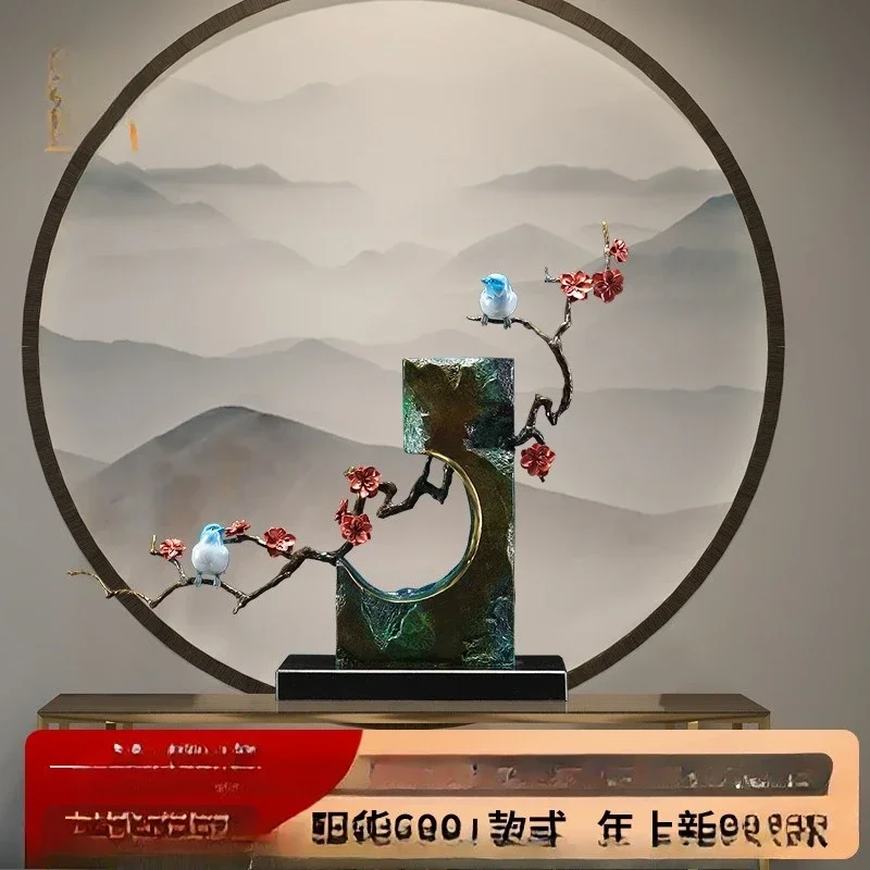 Happy eyebrow brass ornament, living room office entrance soft decoration, Lamei flower and bird bronze crafts