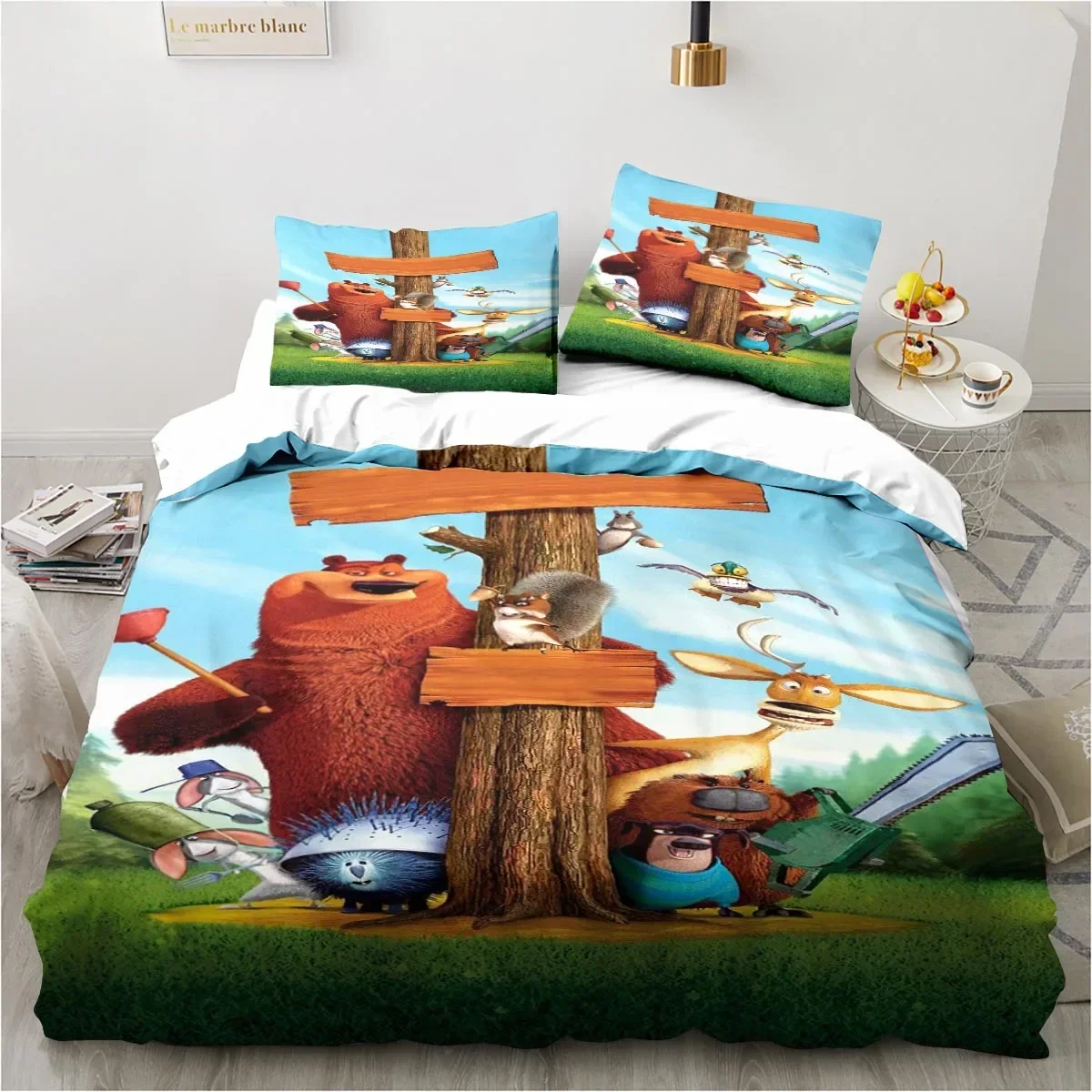 Grizzy and The Lemmings Bedding Set Boys Girls Twin Queen Size Duvet Cover Pillowcase Bed Kids Adult Fashion Home Textileextile