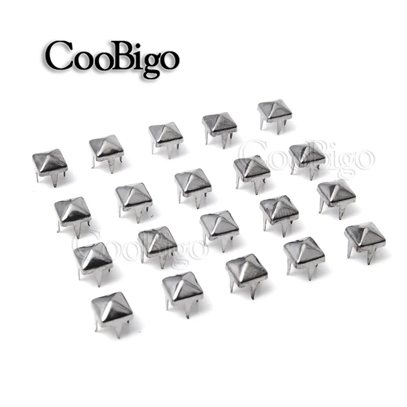 50pcs 4 Claw Metal Rivets Studs Pyramid Rivet Nailheads Spike Square Punk Rock Leathercraft DIY Clothes Shoes Bag Accessory 5mm