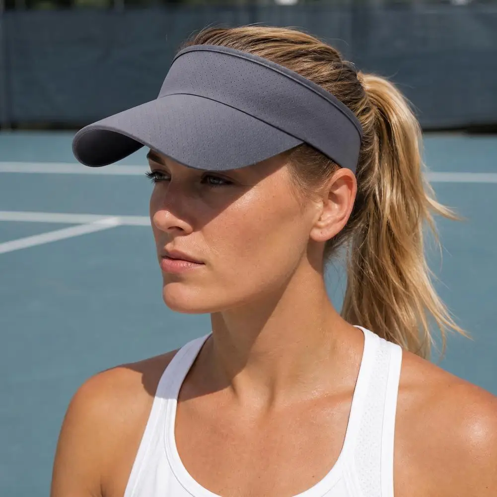 Breathable Cap Empty Top Sun Hat with Curved Brim Sweat-absorbent Outdoor Sports Cap Anti-slip Running Hiking for Tennis