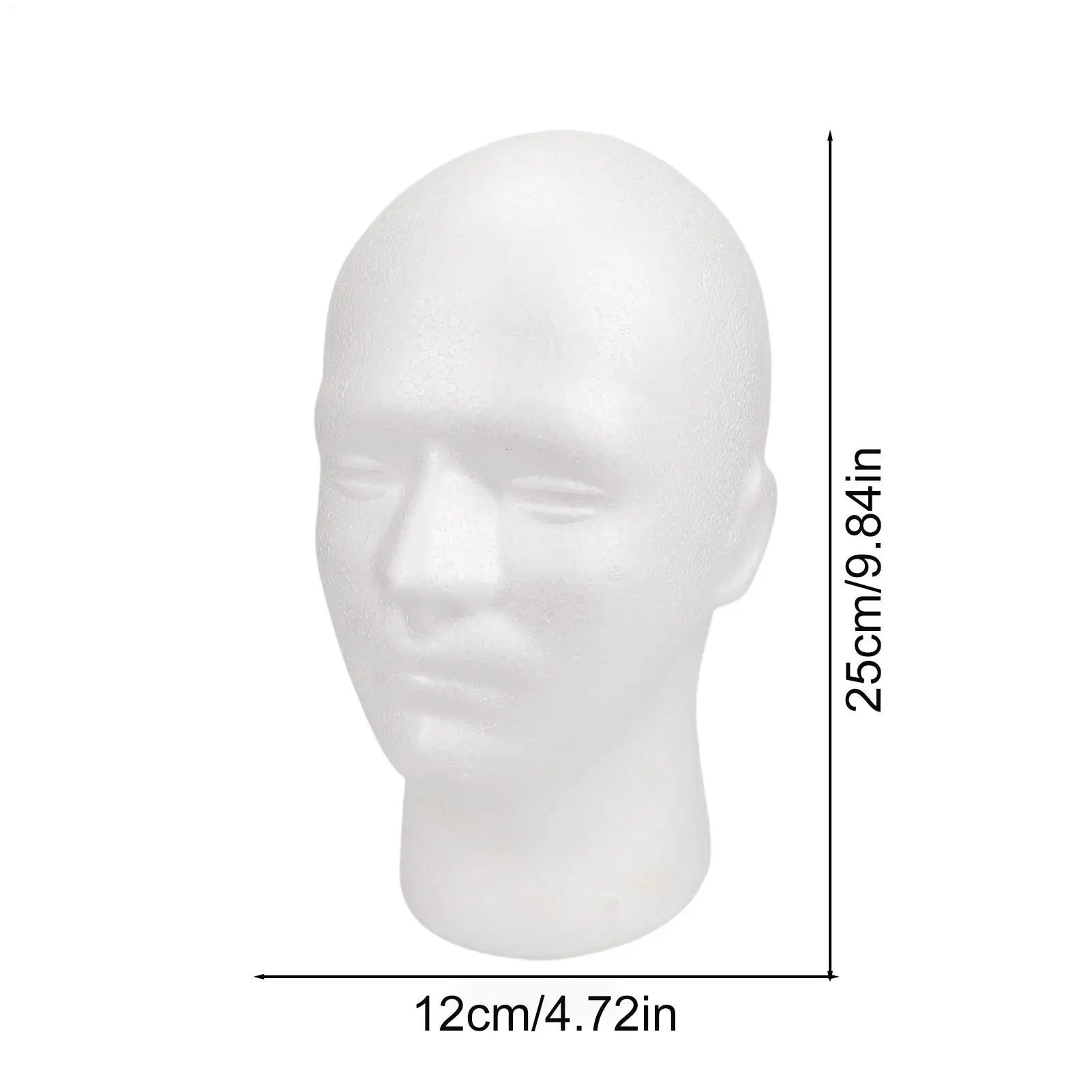 White Foam Male Mannequin Head Model for Display