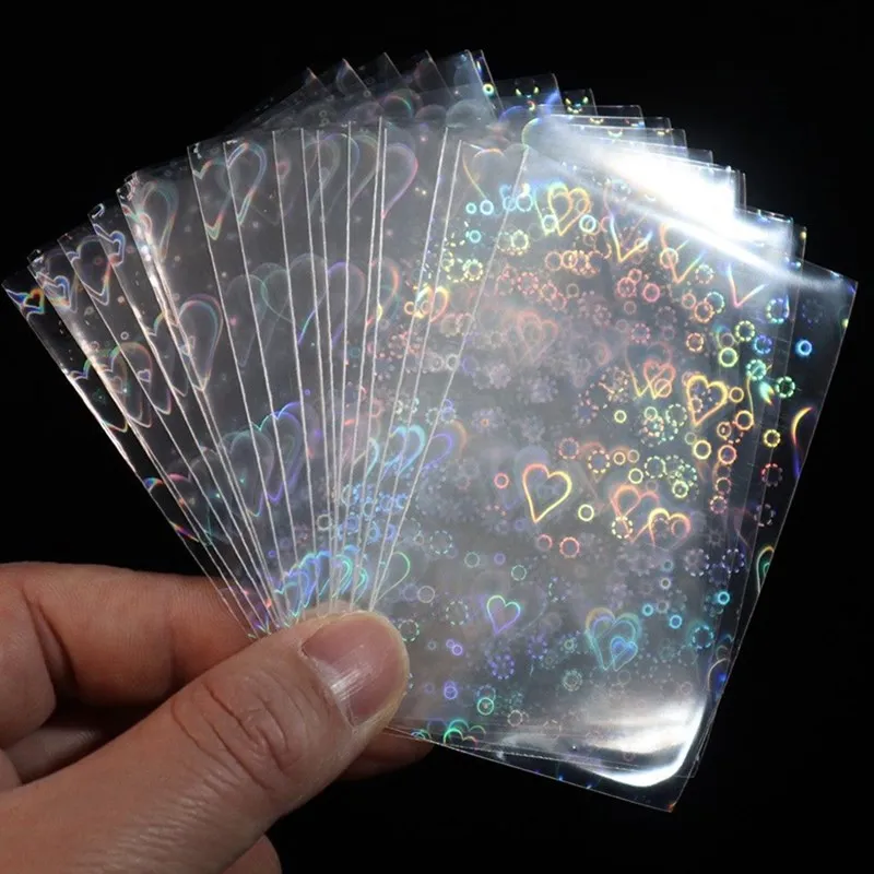 50Pcs Ins Card Sleeves Card Holder 61*91mm Heart Bling Photocard Holder Photo Card Films Cards Protector Photo Cards Protective