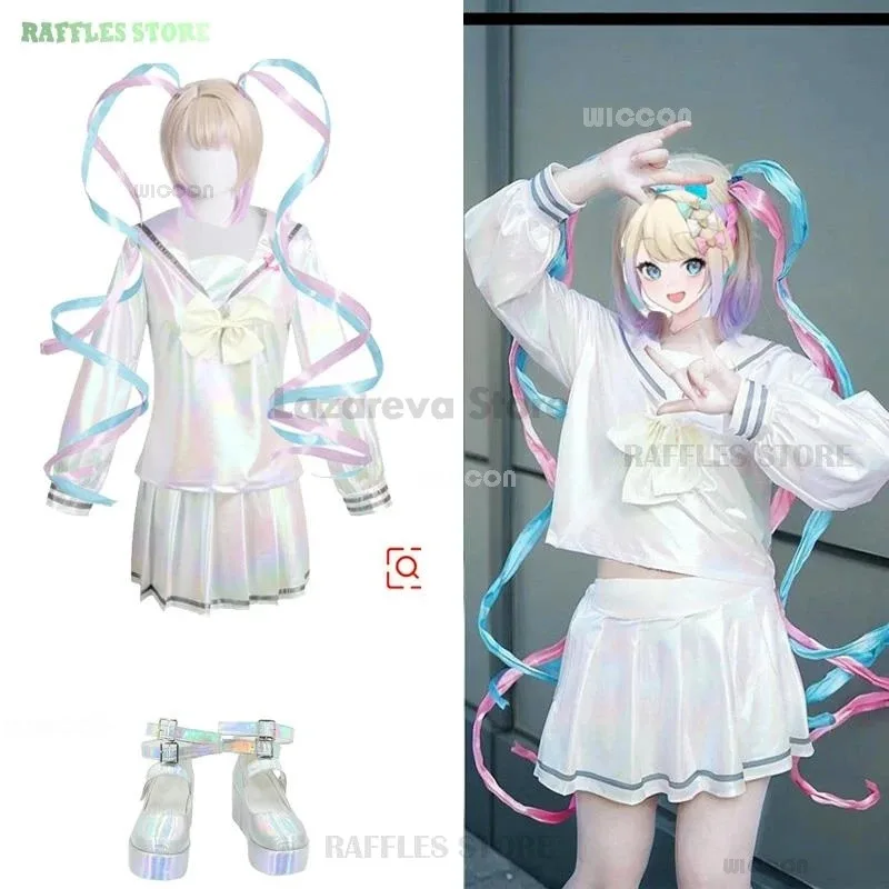 

ss23NEEDY GIRL OVERDOSE KAngel Косплей Костюм Лолита Обувь Юбка Униформа Парик Hallowmas COS Лазерные Цветные Юбки Лента
