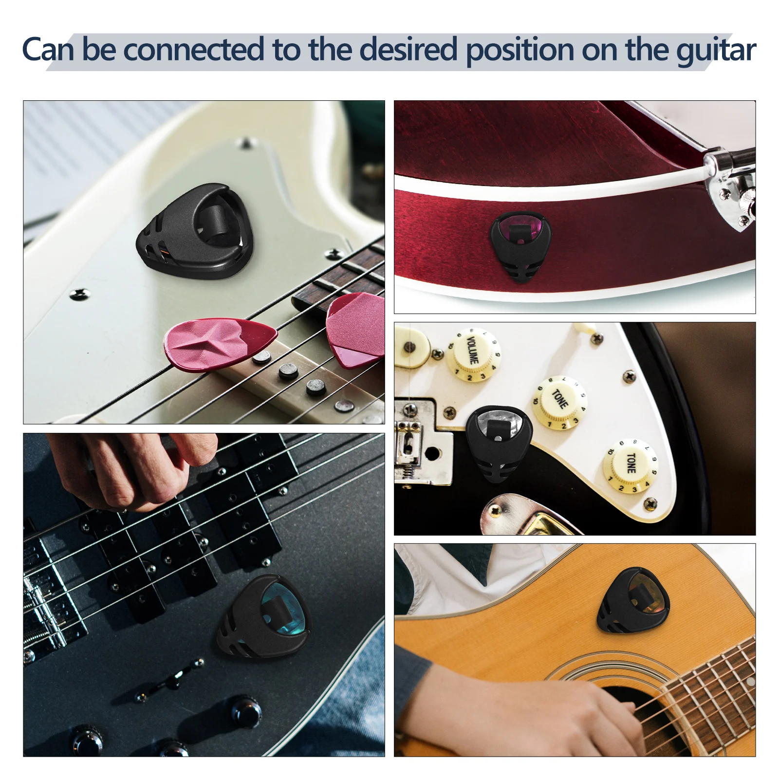 

1 Black Guitar Pick Holder Adhesive Secure Storage Case Electric Guitar Accessories Lightweight Portable Organizer