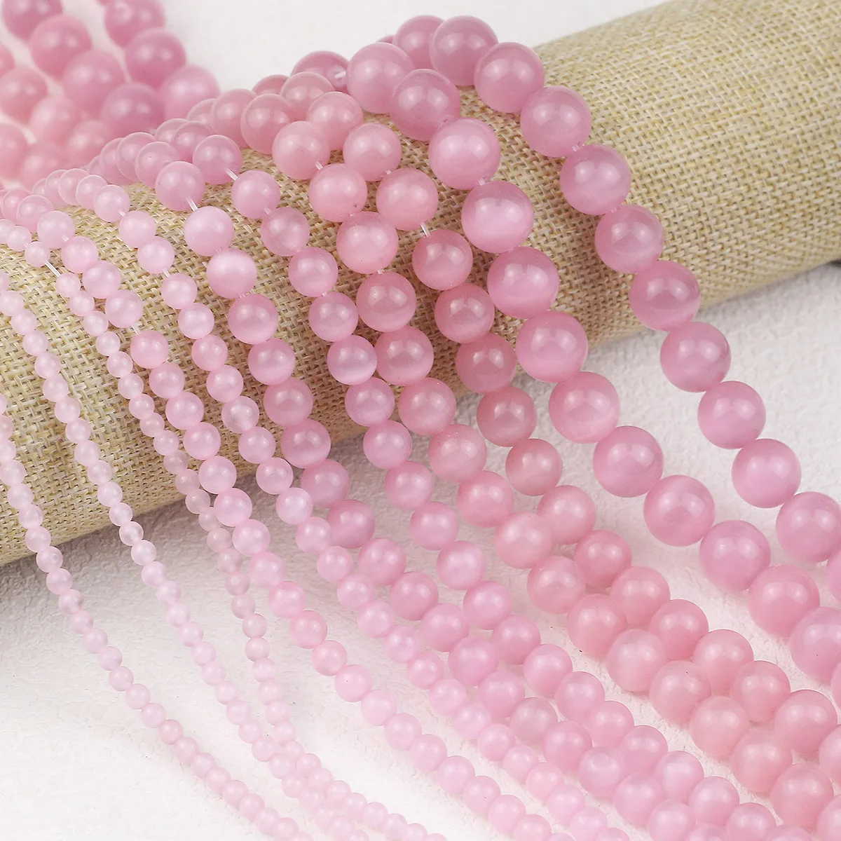 1Strand Natural Pink Cat's Eye Stone Round Loose Beads For Jewelry Making Bracelets Necklaces DIY Accessories 15‘’ 4/6/8/10/12mm image 4