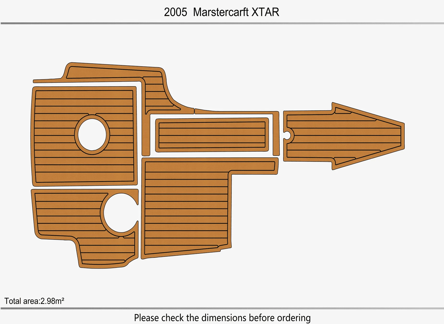 Marine Faux Teak EVA Non-Slip Mat -2005 Mastercraft X STAR Self-Adhesive 1/4