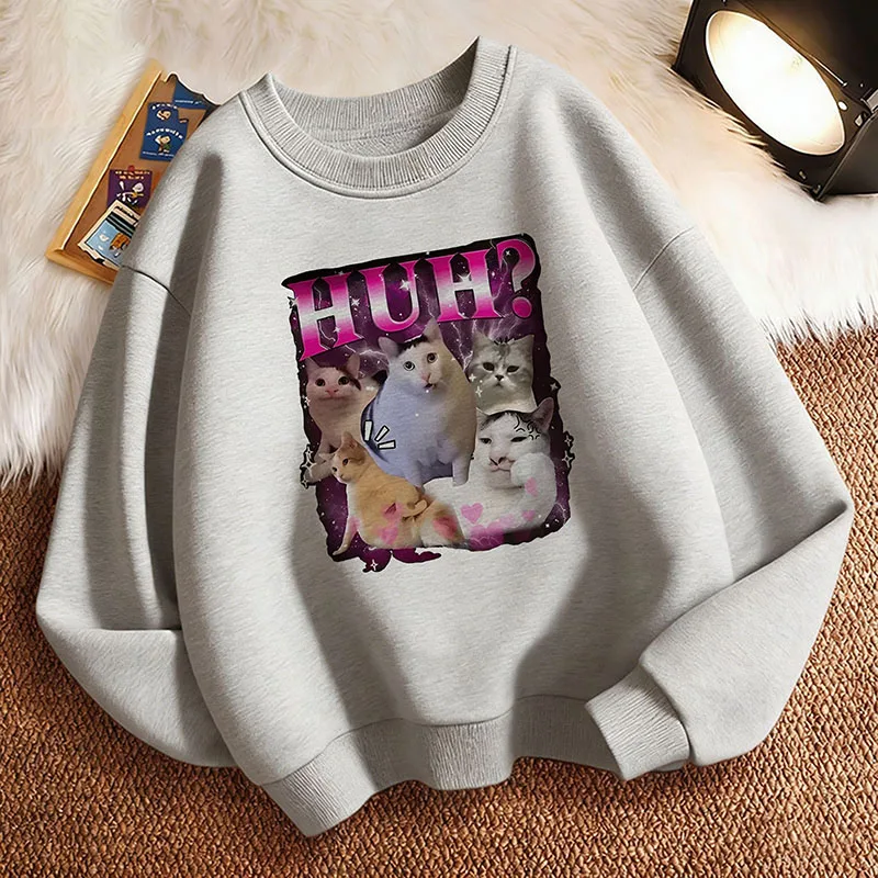 Niedlicher Katzen-Meme-Kinder-Hoodie Sommer Langarm-Kapuzenpullover Cartoon-Tier-Jungen-Mädchen-Kleidung Kawaii Y2K Kinder-Sweatshirt