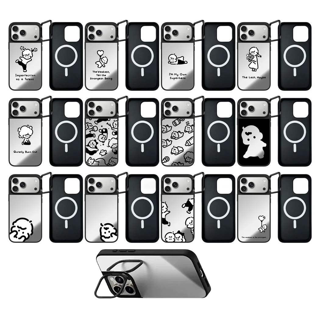 Funda para iPhone 14 15 16 17 Pro Max con Anillo Soporte de Cámara y Espejo, Diseño Baby Hero, para iPhone 17 Pro