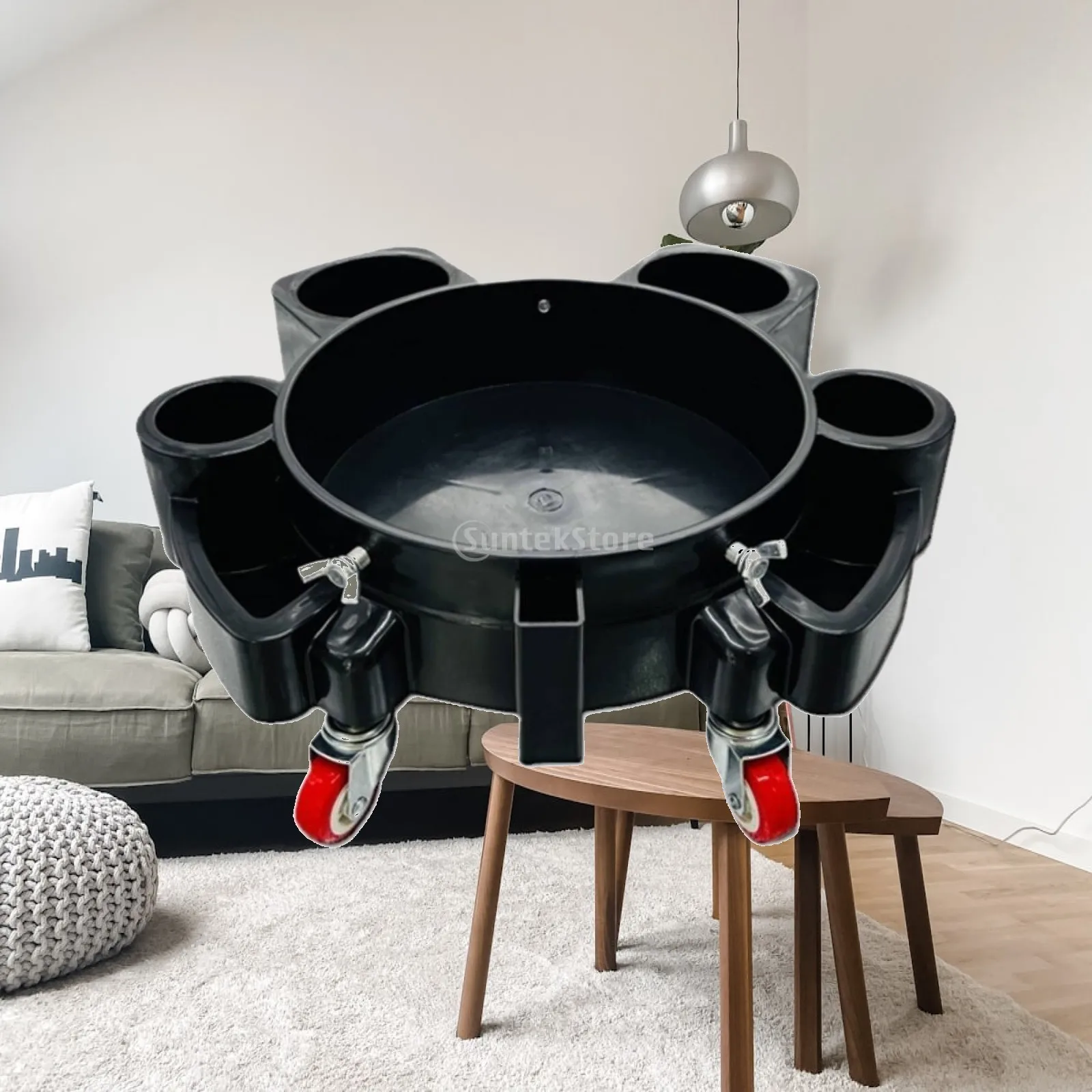 Car Wash Bucket on Wheels with Tool Holders for Detailing Supplies Sturdy Plastic Wash Station
