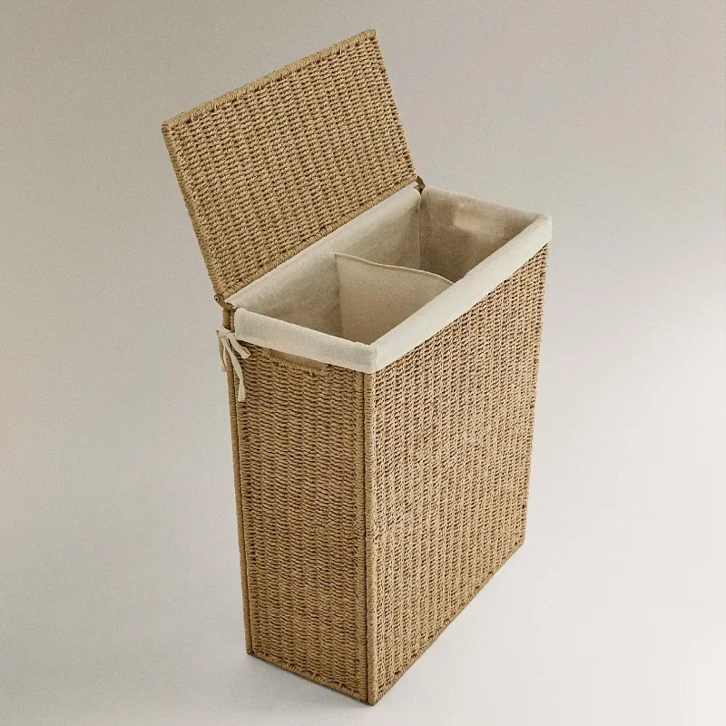 laundry basket Double bag partition Covered household balcony storage Advanced durable simple storage
