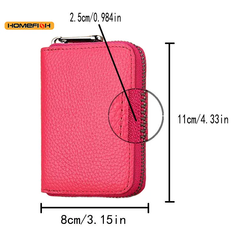 HOMEFISH Unisex RFID-blockierende Schlanke Kartenhalter-Geldbörse, Münzfach mit Reißverschluss, Kreditkartenetui, Kleine Geldbörse für Männer und Frauen – Detail 4