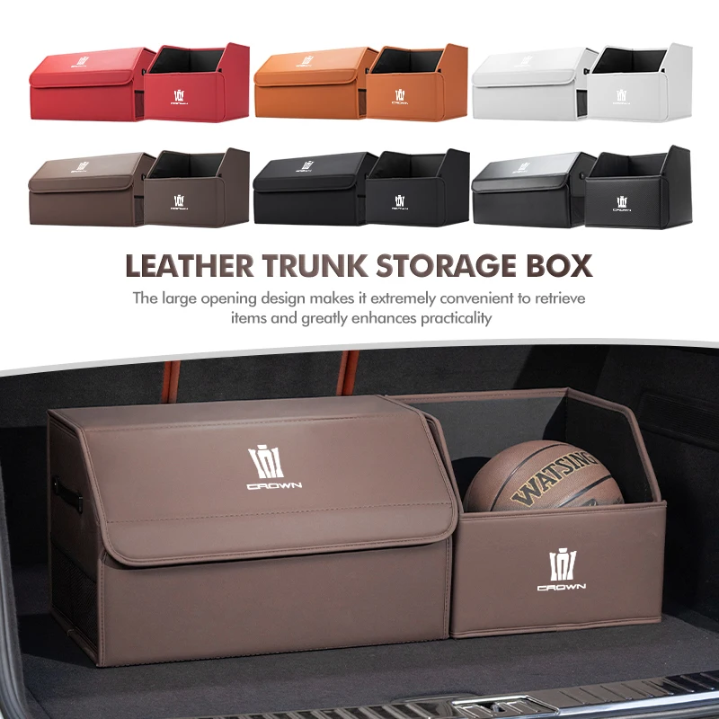 

Leather Large Capacity Car Trunk Storage Box Folding Organizer Tidying For Toyota Crown S170 Athlete 1999 2000 2001 2002 2003