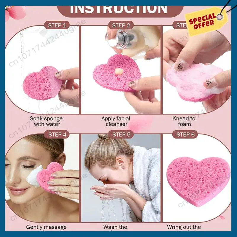 

-A15I 200 Count Compressed Facial Sponges Heart Shape Face Sponges For Cleansing Natural Facial Cleansing Sponges Pads