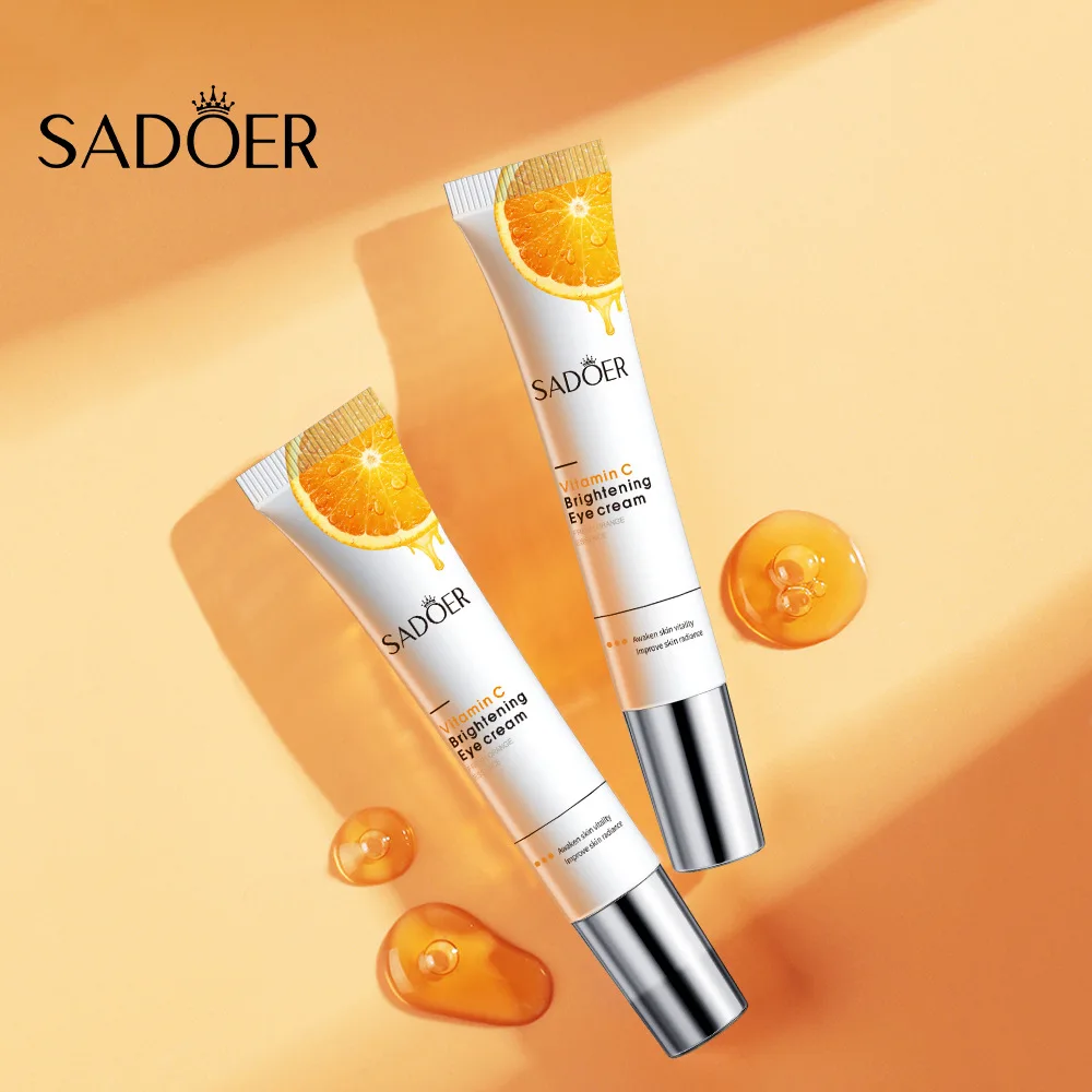 SADOER vitamina C crema de ojos reafirmante hidratante brillo anti ojeras bolsas de ojos antihinchazón belleza ojos cuidado de la piel