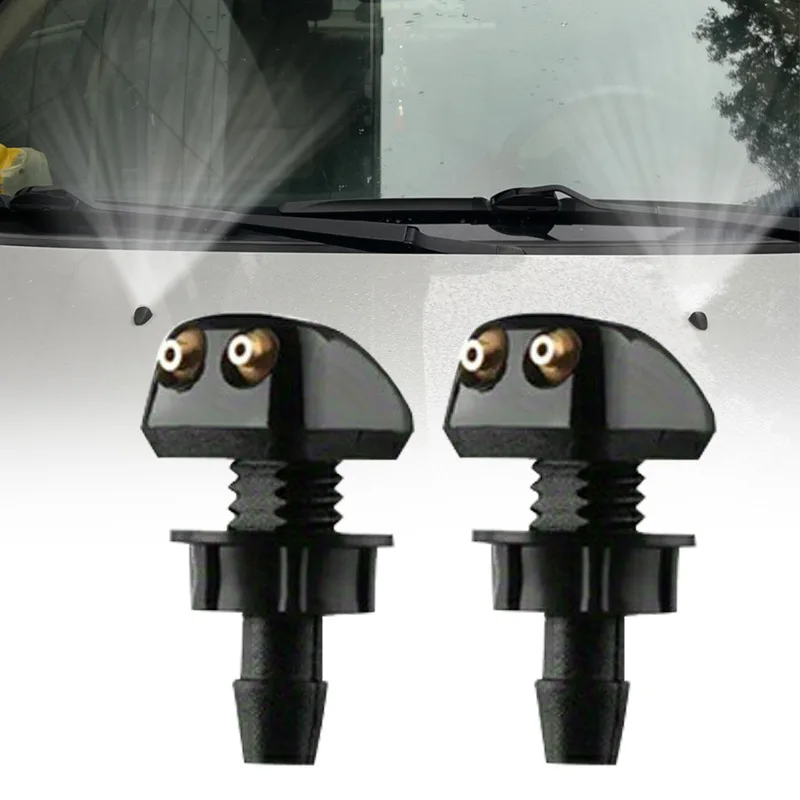 2 Pcs/Set Car Universal Front Windshield Wiper Nozzle Jet Sprayer Kits Sprinkler Water Fan Spout Cover Washer Outlet Adjustment