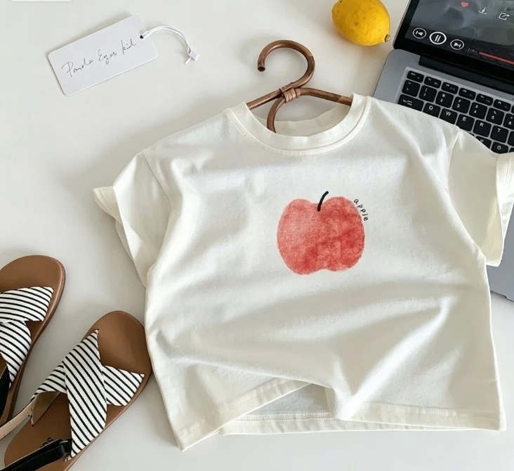 Children Summer T-Shirt Minimal Watercolor Fruit Prints Roun