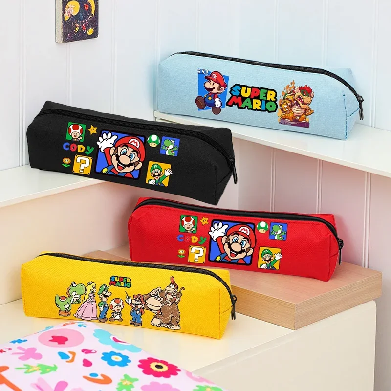 Pencil Case Simple Cartoon Anime Stationery Box Solid Color Zipper Pen Pouch School Supplies Stationery Storage Box Study Gifts