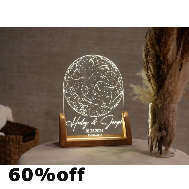 

Custom Star Map Anniversary Gift Personalized Constellation by Date Romantic Mood Light LED Room Decor Bedside Desk Lamp