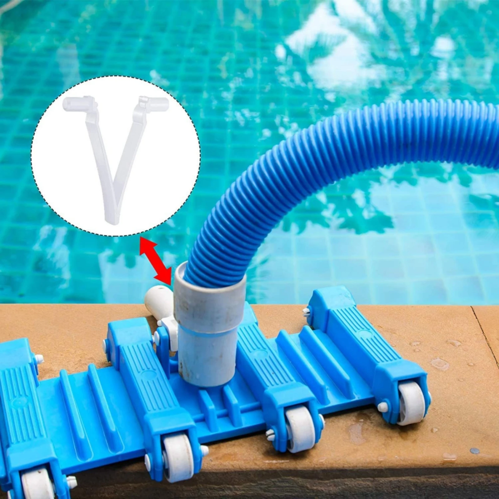12 Pieces V-Shaped Pool Clip White Pool V-Shaped Clip Rounded Base Angled Arms