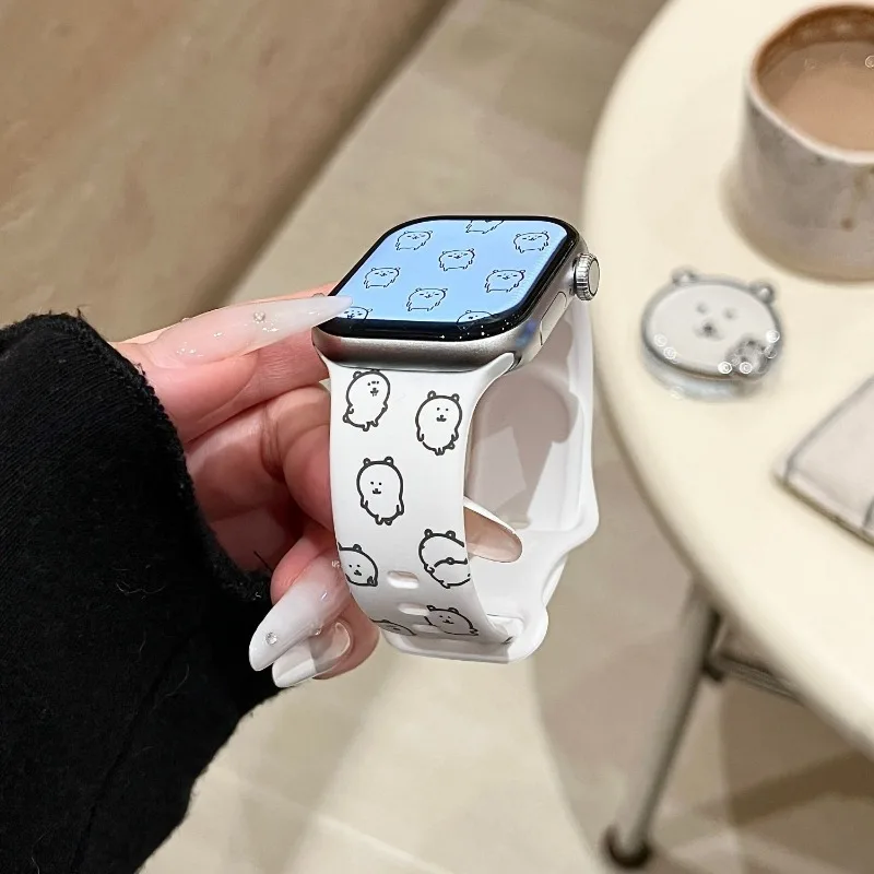 Anime Chiikawa Ruanmeng Joke Bear Suitable for Apple Watch Watchband Iwatch S11 10 9 Silicone Material Apple 2ultra 2026 Lovely
