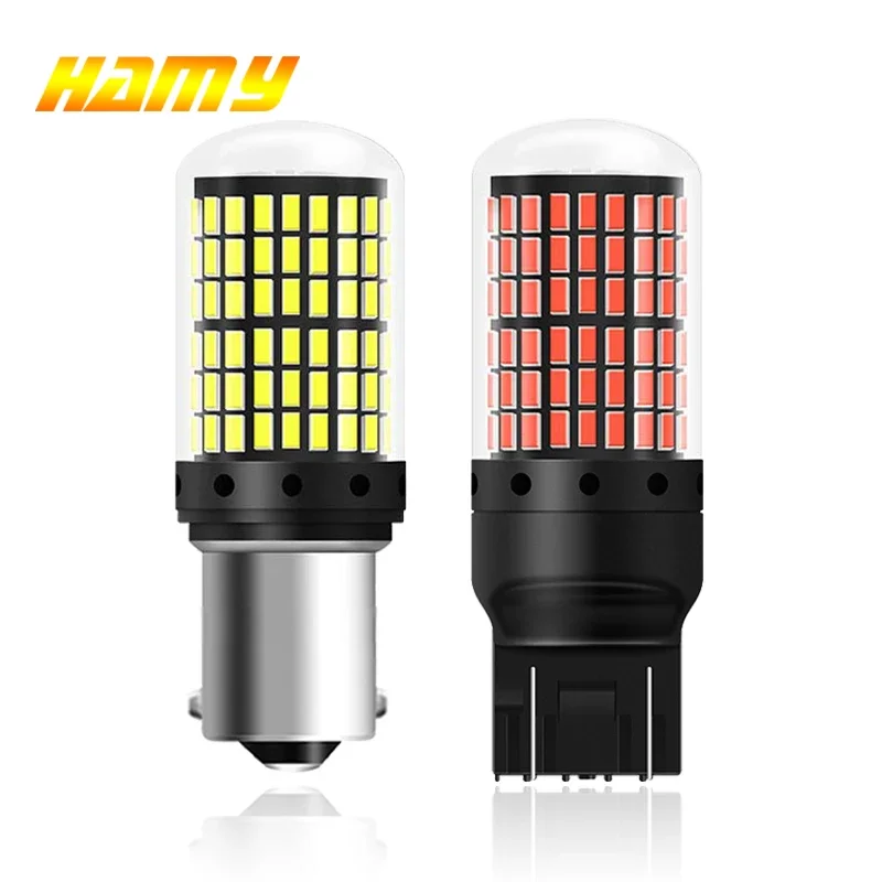 2 PCS P21W 1156 BA15S BAU15D LED Bulb Backup Brake Turn Signal Lights 7443 W21W Tail Reverse Lamps 12V 144-3014SMD Super Bright