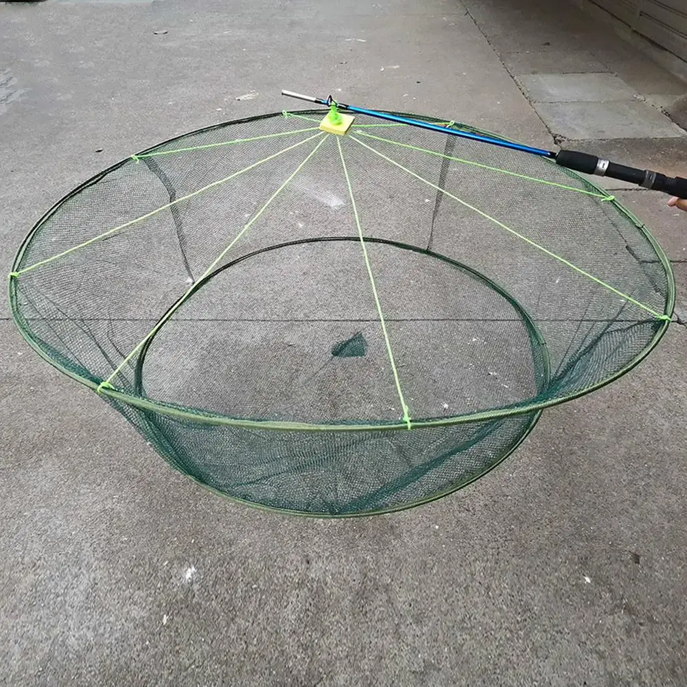 Portable Foldable Fishing Net Hand Net With Fishing Rope Handle For Catching Fishes Shrimps Crabs Lobster Fishing Accessories