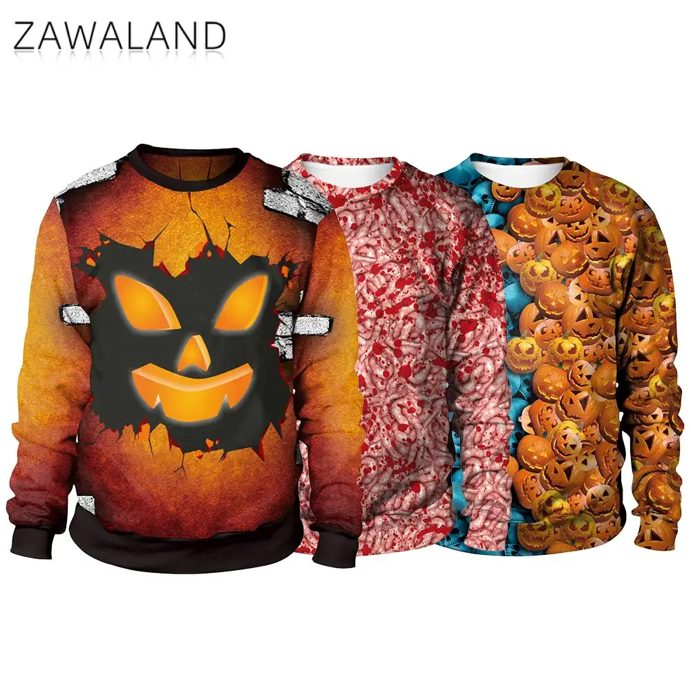 Bluza Halloween dres mężczyźni jesienny sweter Cosplay szkielet dynia graficzne bluzy Streetwear odzież damska