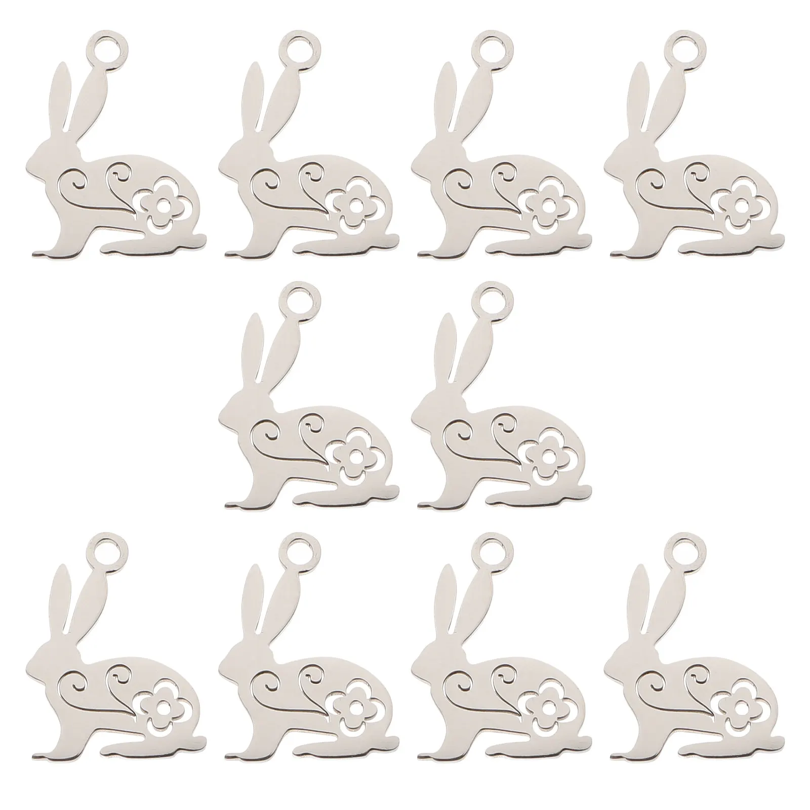 

10 Pcs Animal Pendants Charms Bunny for Jewelry Making Stainless Steel Rabbit Animals