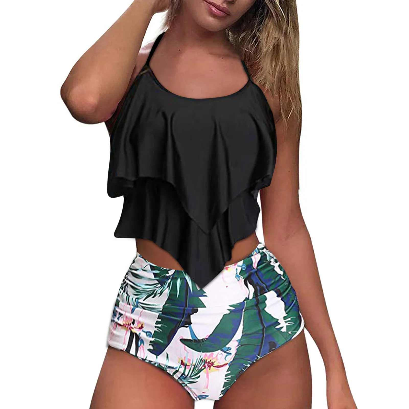 Conjunto de Tankini estampado para Mujer, bañador Sexy, ropa de baño, Bikini, Tankinis, traje de baño de Control de barriga, ropa de playa de verano