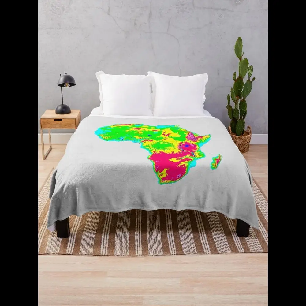 

Топографическая карта Африки с одеялом с реками Major Lakes для уютного комфорта