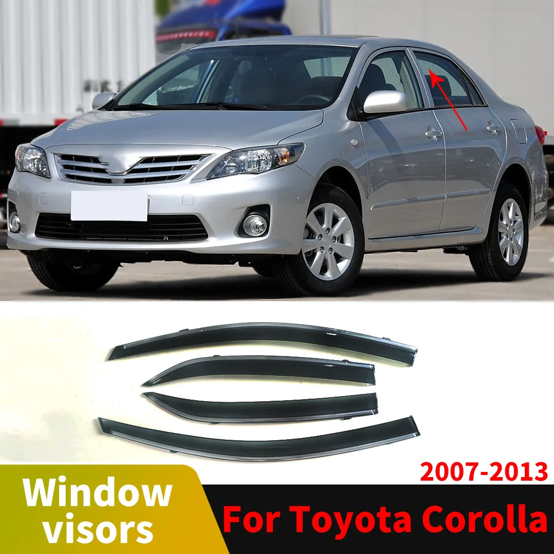 

For Toyota Corolla 2007-2013 Sedan Window Visors Rain Sun Guards Wind Deflector Weathershield Moulding Trim Tuning Accessories