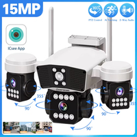 Three Lenses Triple Screens Wifi PTZ Camera Home Waterproof ICsee Xmeye 15MP Outdoor Wireless Cctv Security Full Color IP Camera