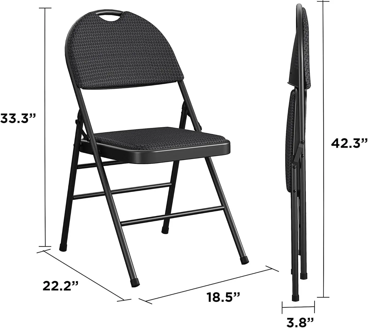 Silla plegable de Metal acolchada, asiento con respaldo contorneado, clasificación de peso de 300 lb, Triple refuerzo, XL, Comercial