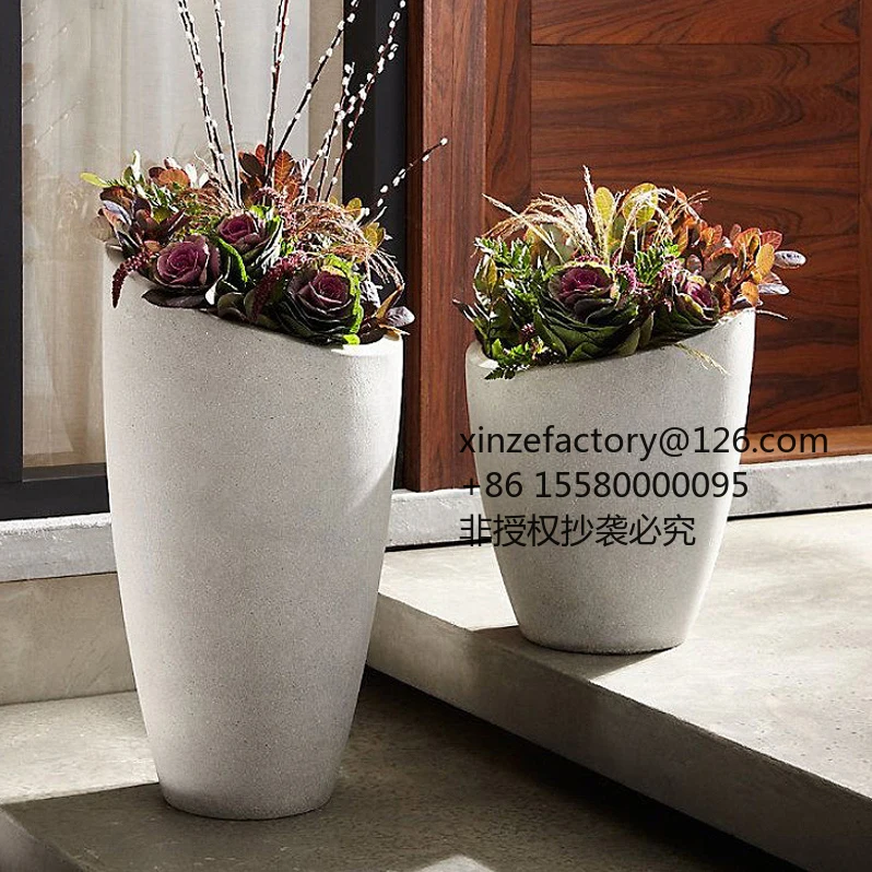 Factory Direct 2026 Top RatedFRP flower pot, modern European fake flower combination, Meichen creative oblique flower ware, outd