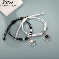 2pcs/set Pentagram Couple Card Handmade Versatile Woven Hand Rope Female Gift Couple Bracelet