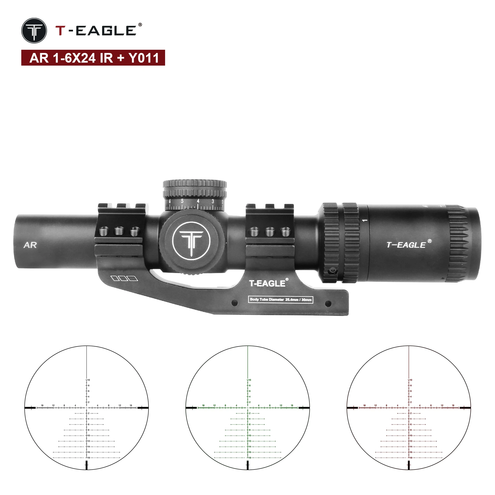 

T-Eagle AR1-6x24IR Tactical Rifle Scope Wide Angle Airsoft Riflescope Hunting Optics Shooting Airgun Sight